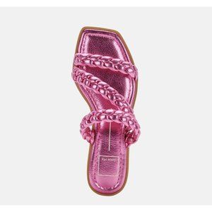 Dolce Vita Braided Strap Square Toe Slide Sandals Iman Metallic Magenta Size 10